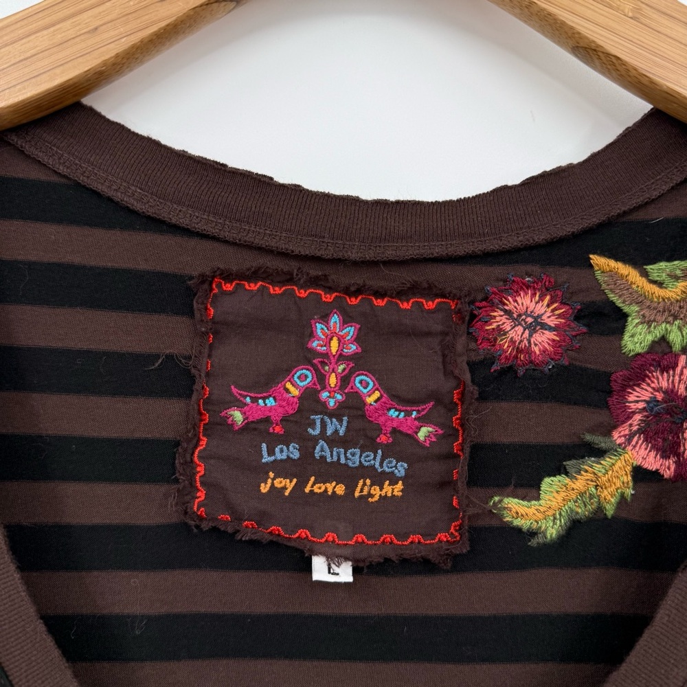 Johnny Was Brown and Black Striped Floral Embroidered Tunic - Picture 6 of 8